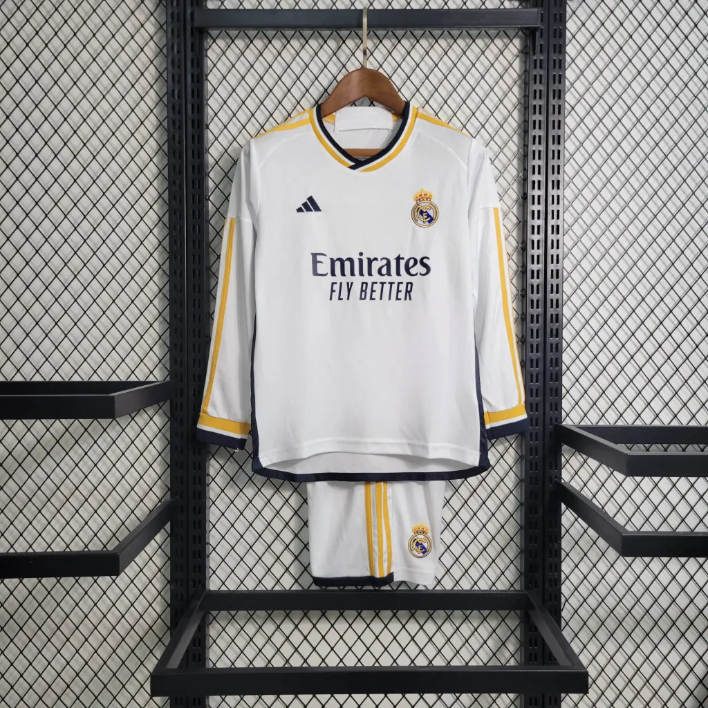 23-24 Real Madrid Home Kids Long Sleeve Kits Soccer Jerseys Yupoo 8