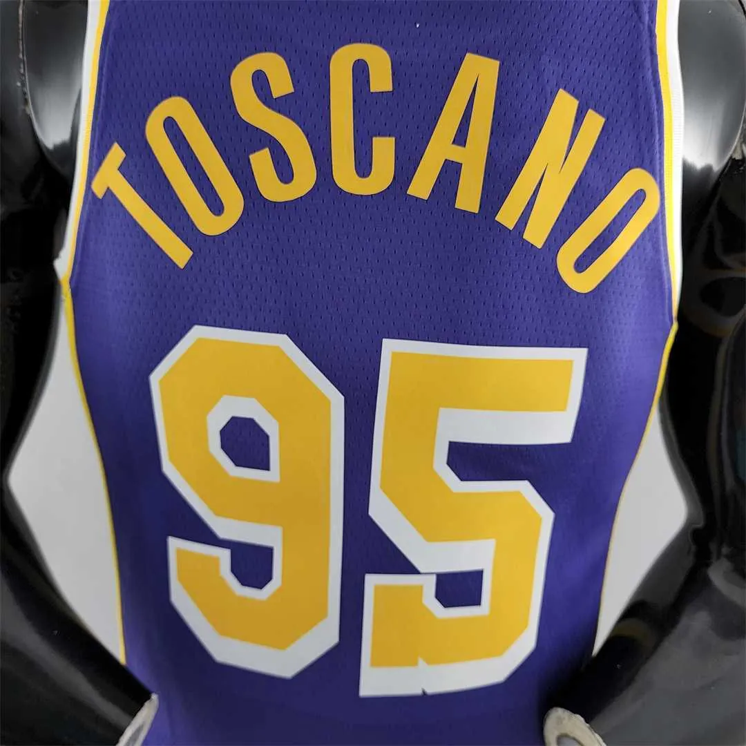 75th Anniversary TOSCANO #95 Los Angeles Lakers Jordan Purple NBA Jersey 8