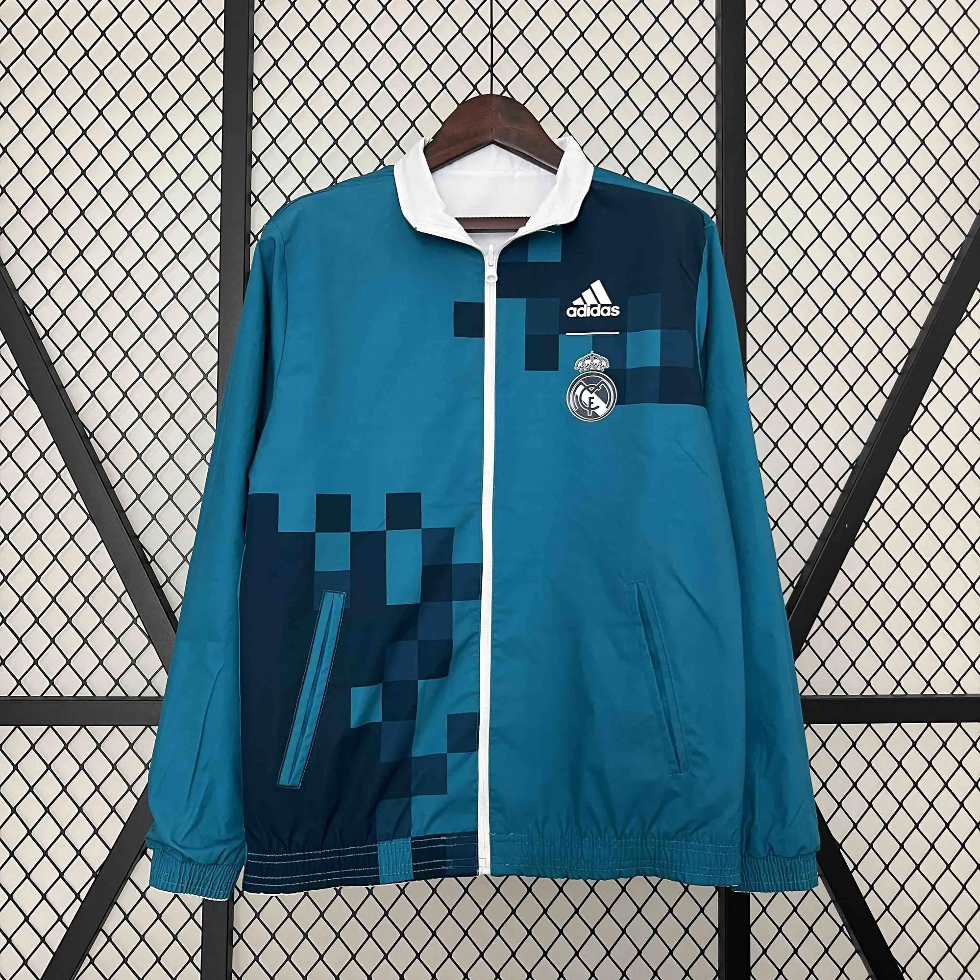 23-24 Real Madrid Trench Coat Reversible White&Blue Double-Sides Jacket AAAAJersey Yupoo 9