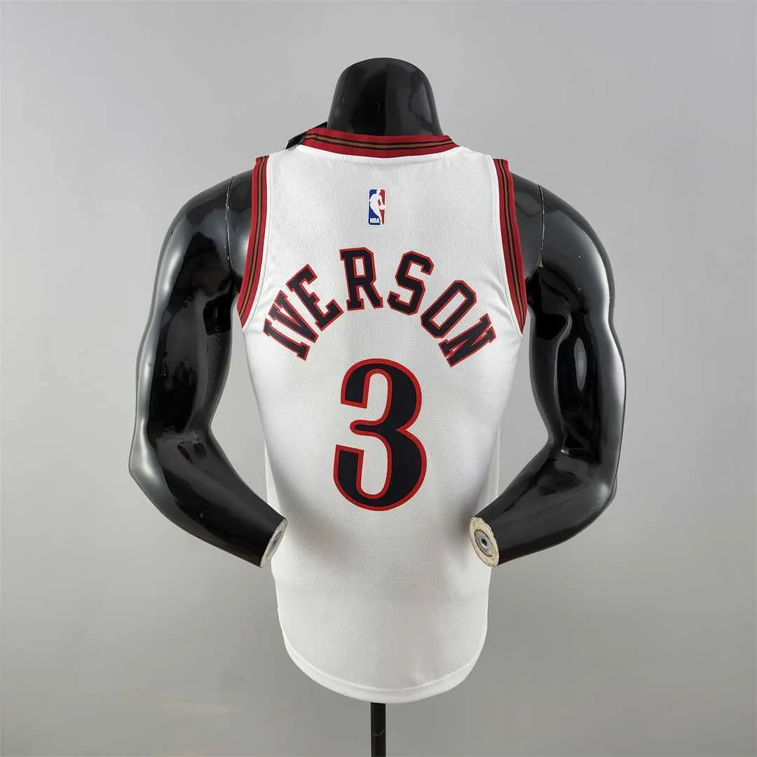 Retro Philadelphia 76ers Iverson #3 big meteor white NBA Jersey 1