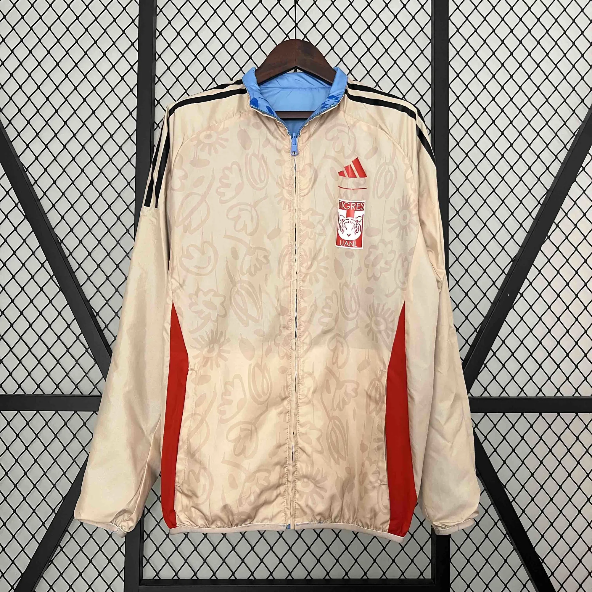 2024 Tigres UANL Beige&Blue Trench Coat Reversible Windbreaker Double-Sides Jacket 4