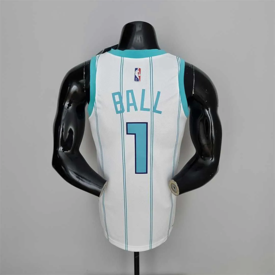 75th Anniversary BALL #1 Charlotte Hornets White NBA Jersey 1