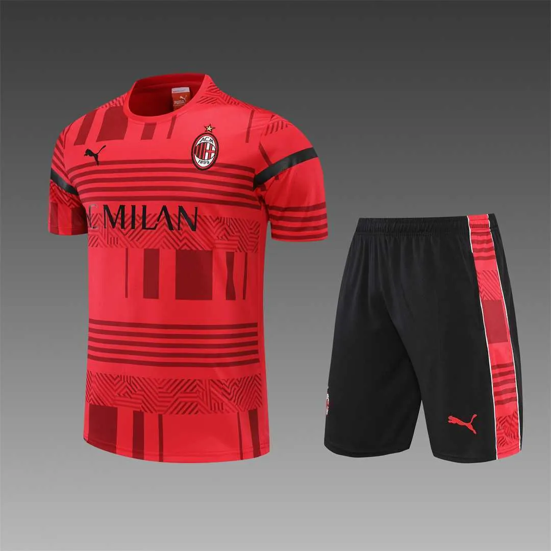 22-23 AC Milan Training Suit Short Sleeve Kit Red 25