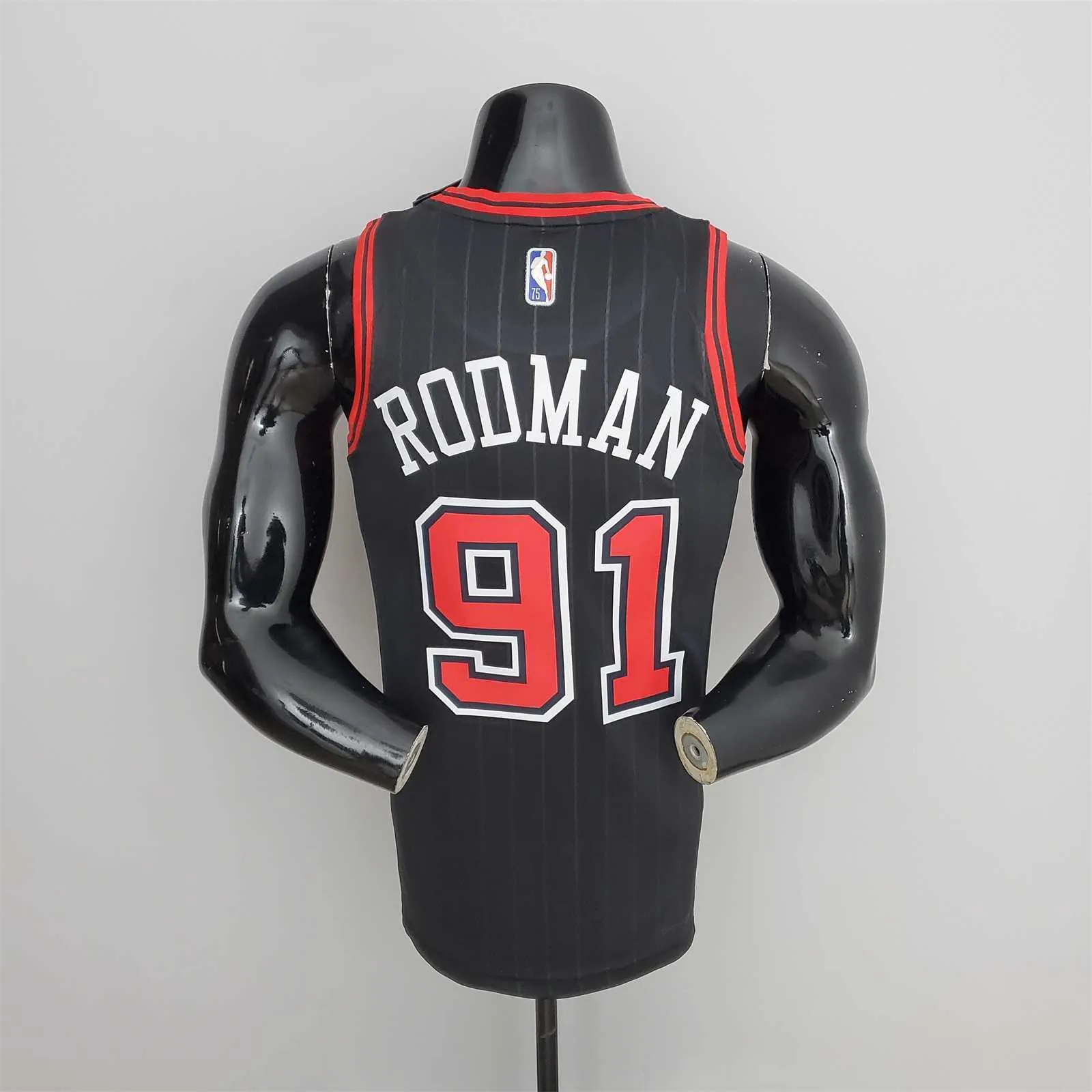 75th Anniversary Rodman#91 Bulls Flyers Black NBA Jersey 6