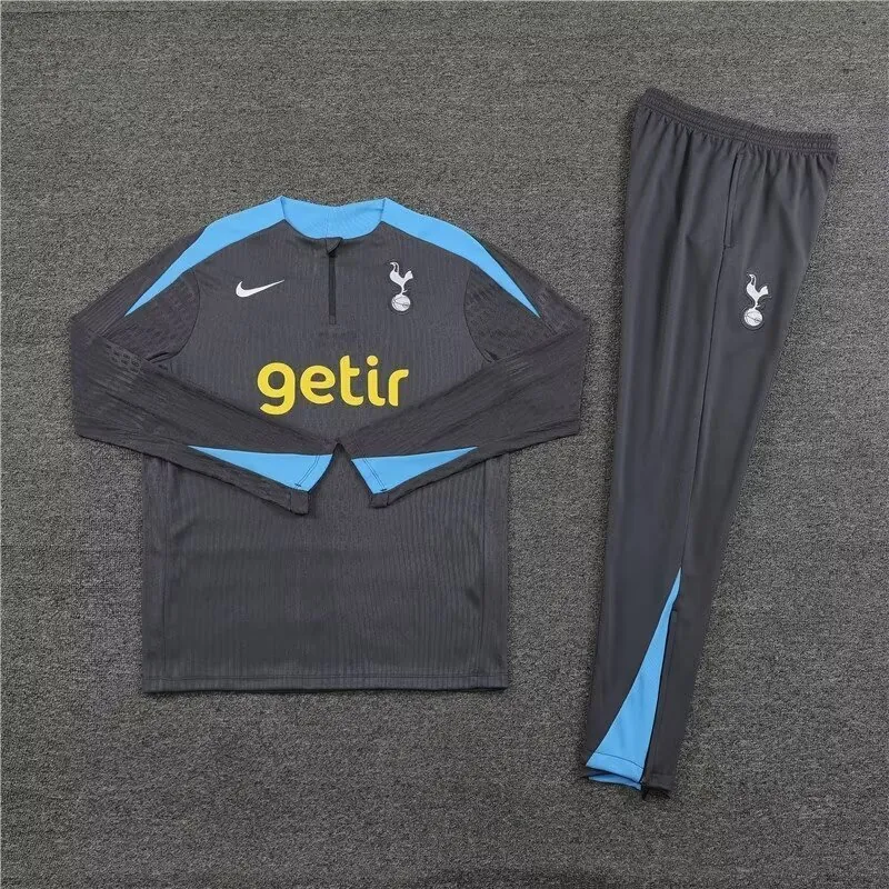 24-25 Tottenham Long Sleeve Deep Grey Training Suits Soccer Jerseys Yupoo 1