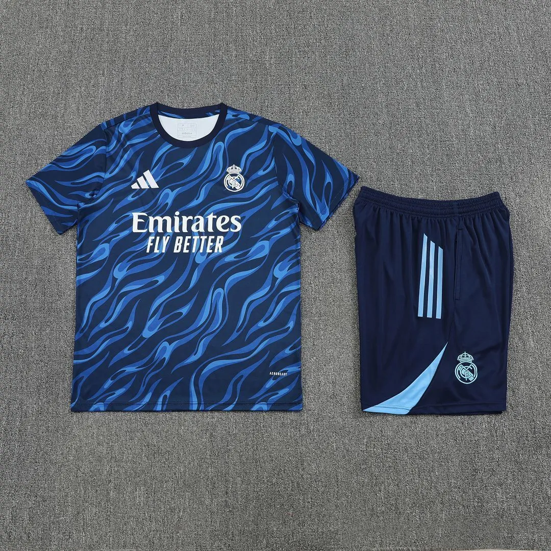25-26 Real Madrid Training Kits Blue Football Tracksuits 1