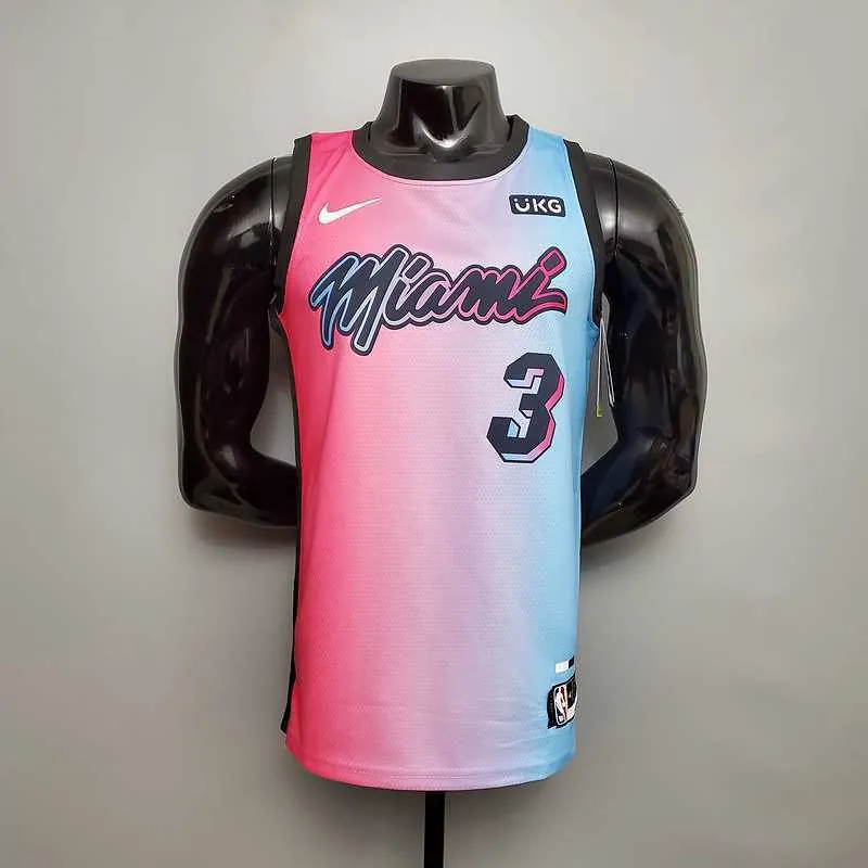 New Miami Heat WADE #3 City Edition Pink Blue Gradient Color 8