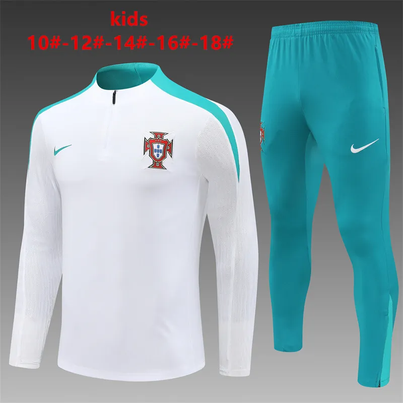 2024 Portugal Player Kids Long Sleeve Training Suit Football Shirts 1