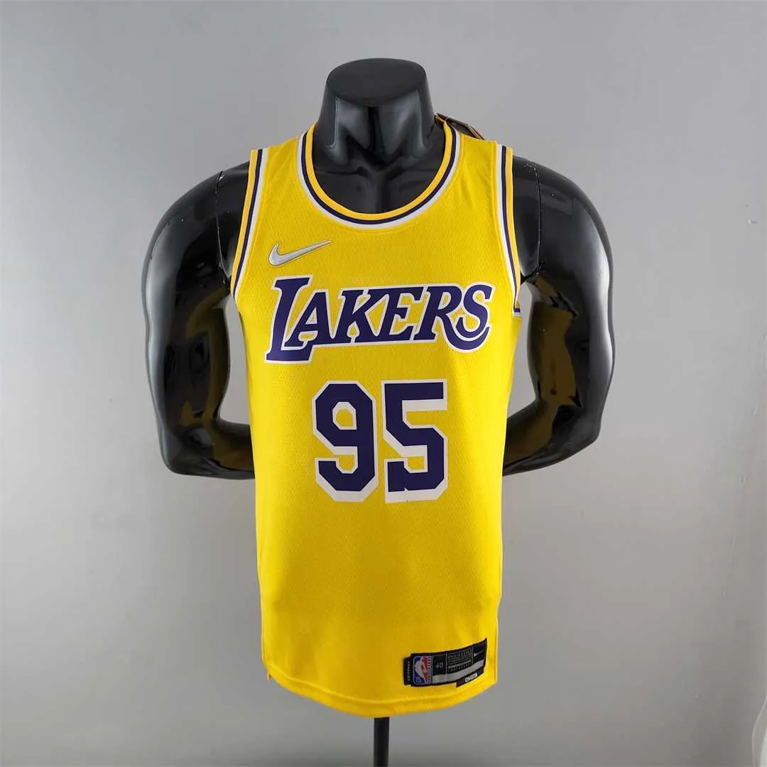 75th Anniversary TOSCANO #95 Los Angeles Lakers Yellow NBA Jersey 9