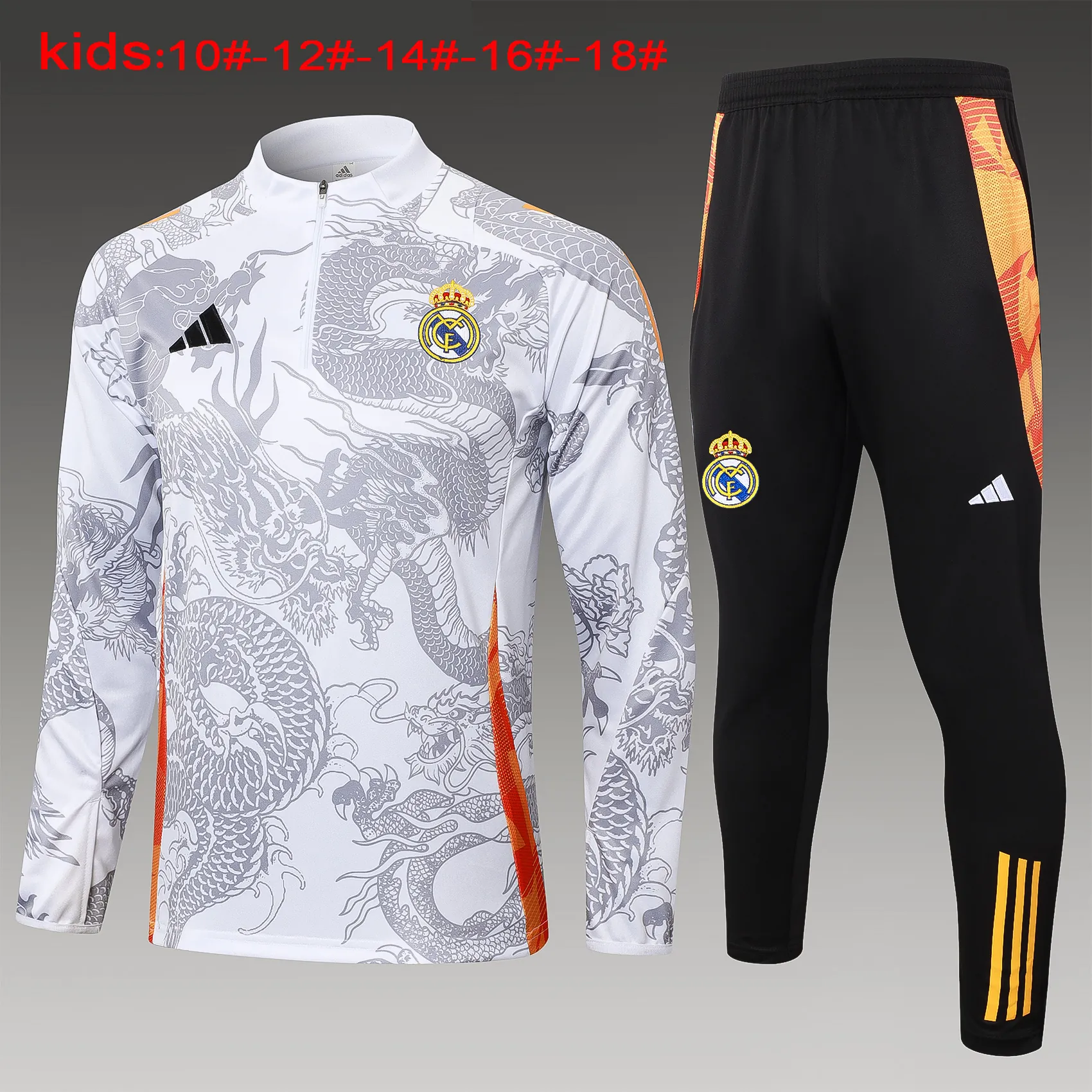 24-25 Real Madrid Kids Long Sleeve Training Suit Football Shirts 2