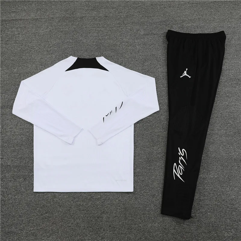 23-24 PSG Long Sleeve Kits White Zipper Training Suits Jersey Supplier Yupoo 1