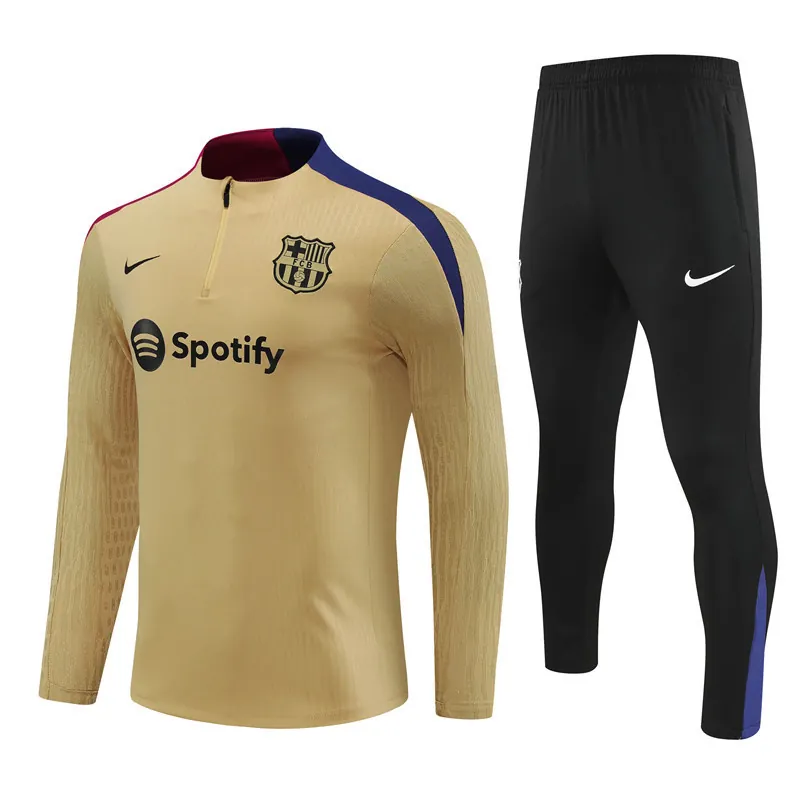 24-25 Barcelona Gold Player Long Sleeve Training Suit Football Shirts 4