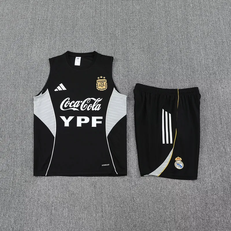 25-26 Argentina Black Training Kits Football Vest Suits 1