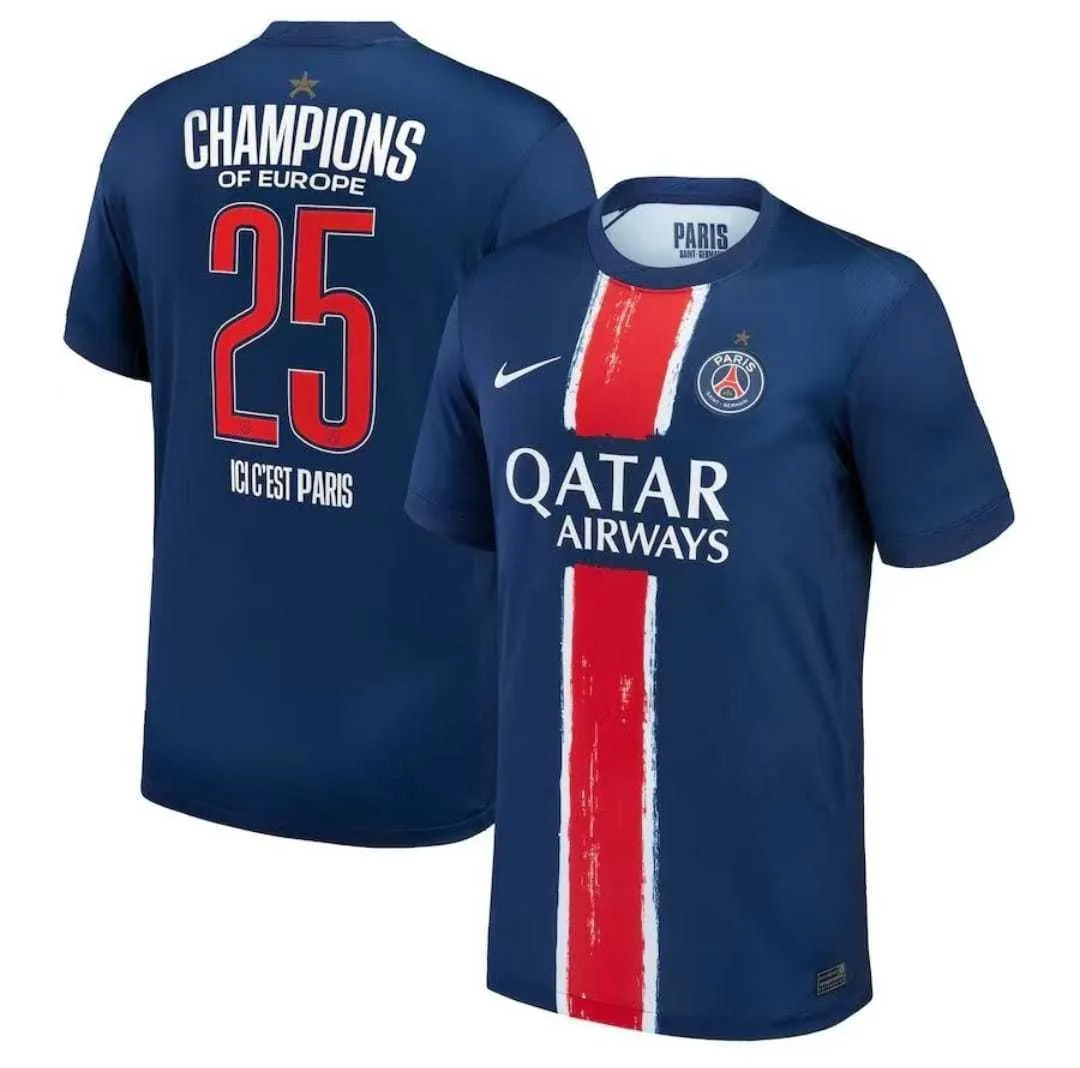 24-25 PSG Home Champions of Europe 2025 Kit Football T-Shirt AAAAJersey Wholesale Yupoo-1 2