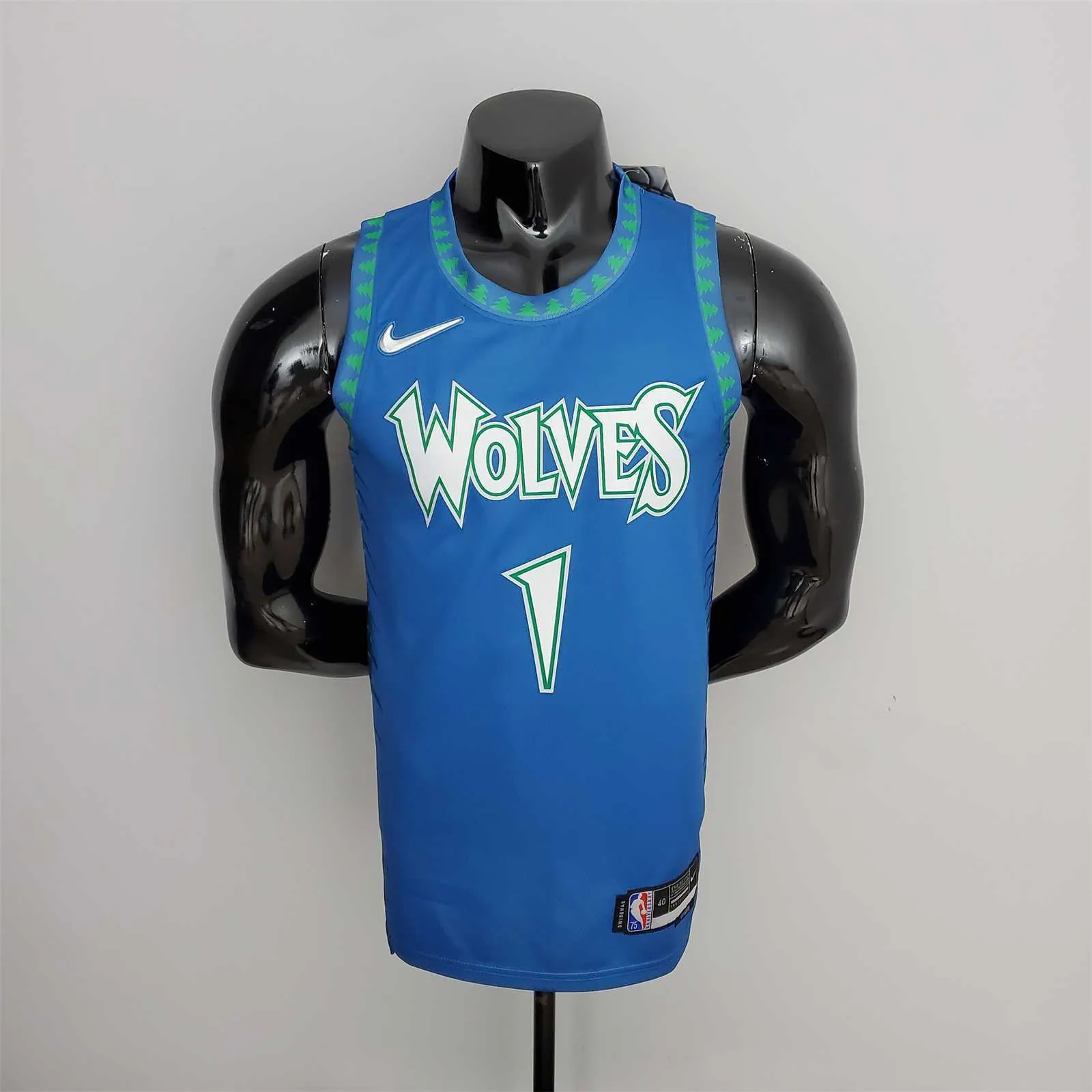 75th Anniversary 2202 Season EDWARDS#1 Minnesota Timberwolves City Edition Blue NBA Jersey 10
