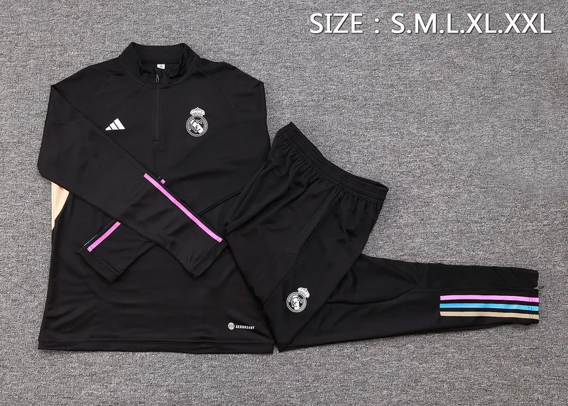 23-24 Real Madrid Long Sleeve Kits Black Training Suits Football Jerseys Yupoo 2