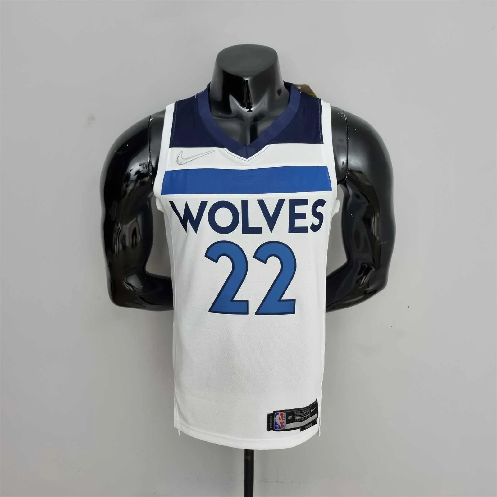 75th Anniversary Minnesota Timberwolves Wiggins #22 Royal White NBA Jersey 9