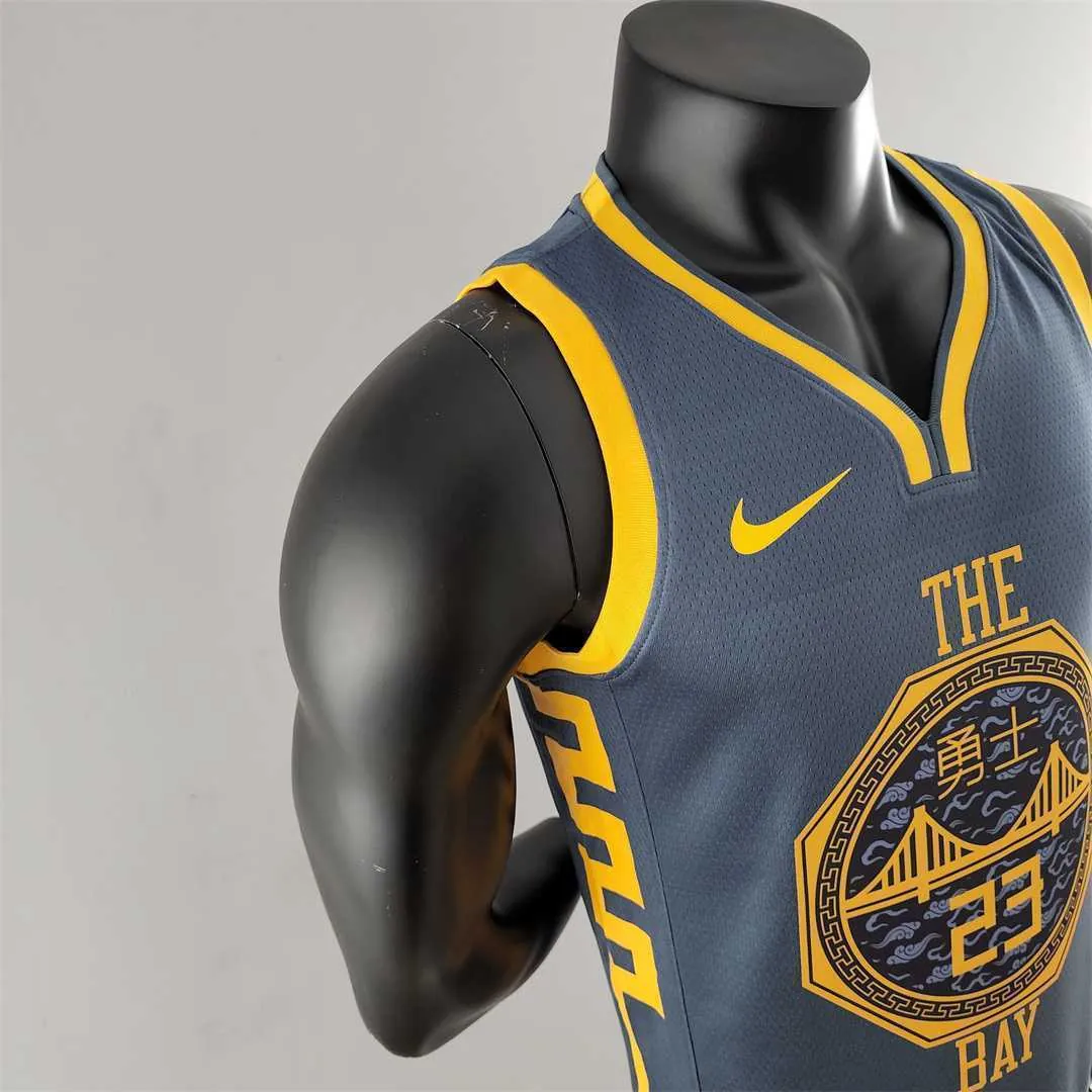 2018 GREEN #23 Golden State Warriors Grey NBA Jersey 8