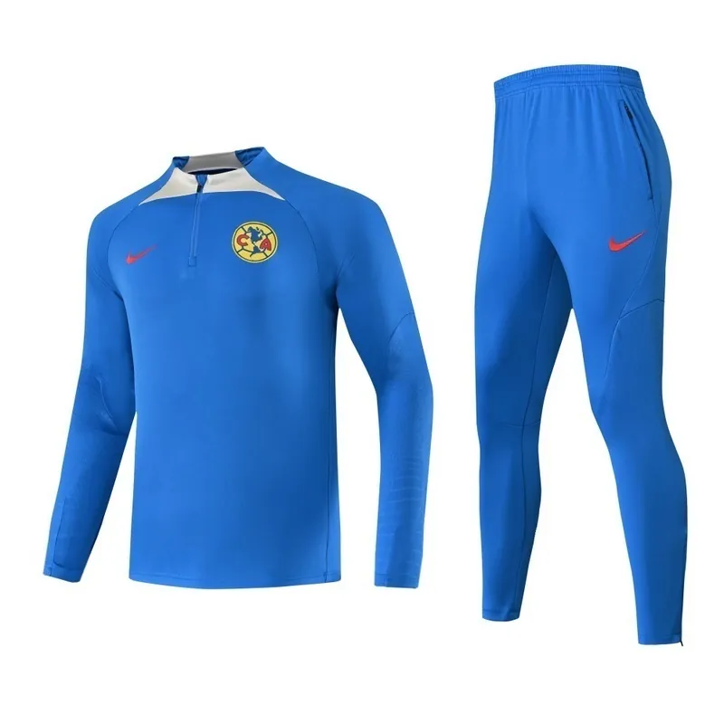 23-24 Club America Long Sleeve Blue Kits Training Suit Soccer Jerseys Yupoo 2
