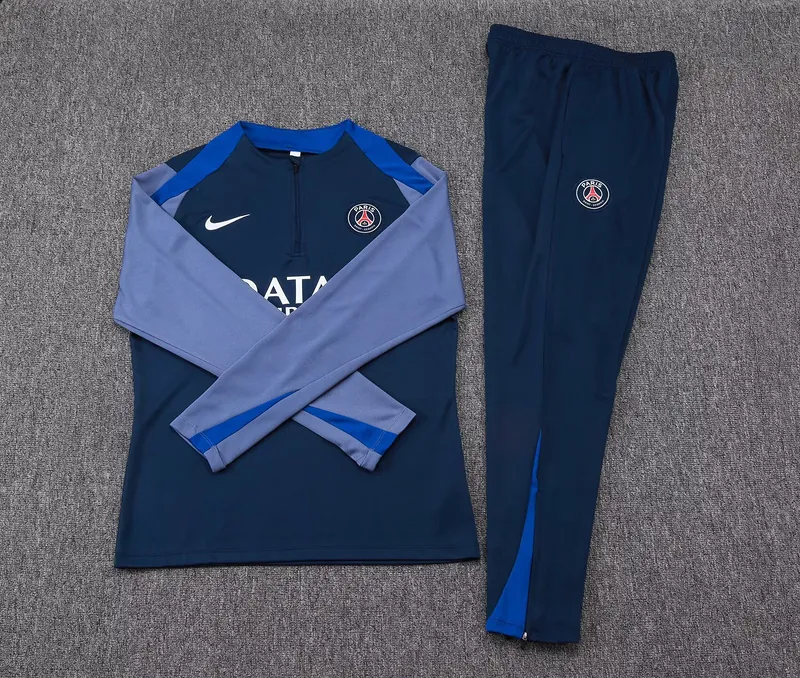 25-26 PSG Navy&Grey Training Kits Long Football Tracksuits 2