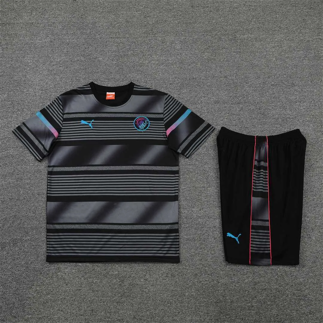 22-23 Manchester City Training Wear Short Sleeve Kit Black 16