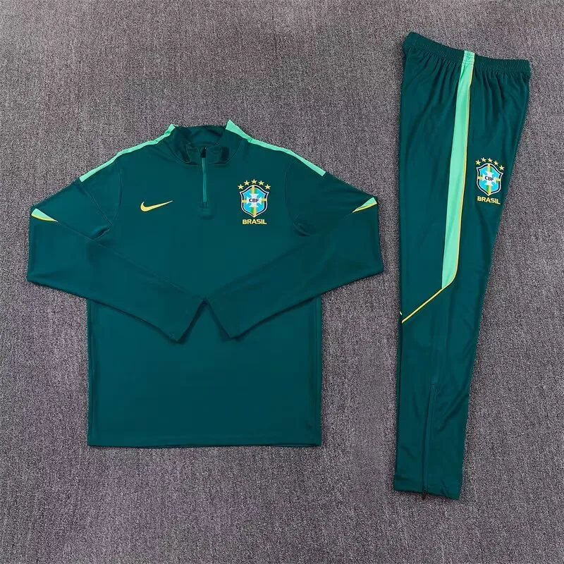 2026 Brazil Mens Kit Dark Green Half Pull Training Suit Yupoo 7 7