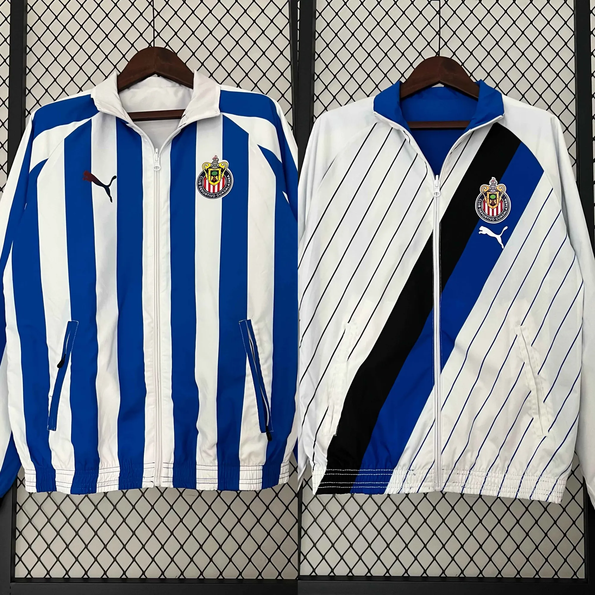 23-24 Chivas Reversible Windbreaker White&Blue Double-Sides Jacket Soccer Jerseys For Sale 6