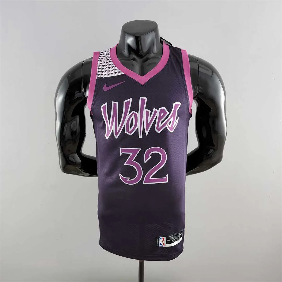 Minnesota Timberwolves TOWNS#32 Black and Purple NBA Jersey 9