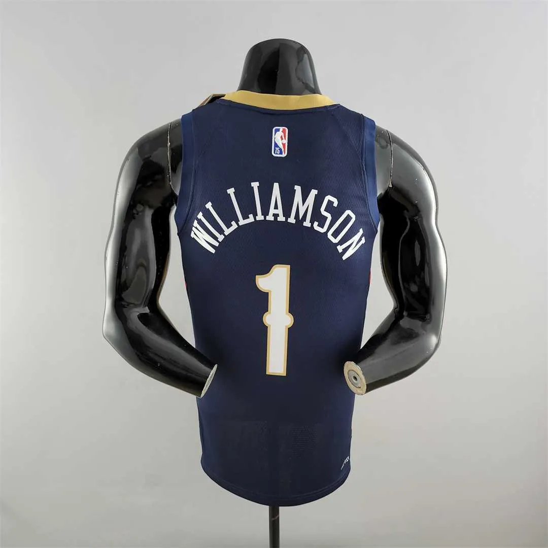 75th Anniversary New Orleans Pelicans Williams #1 Navy Blue NBA Jersey 2