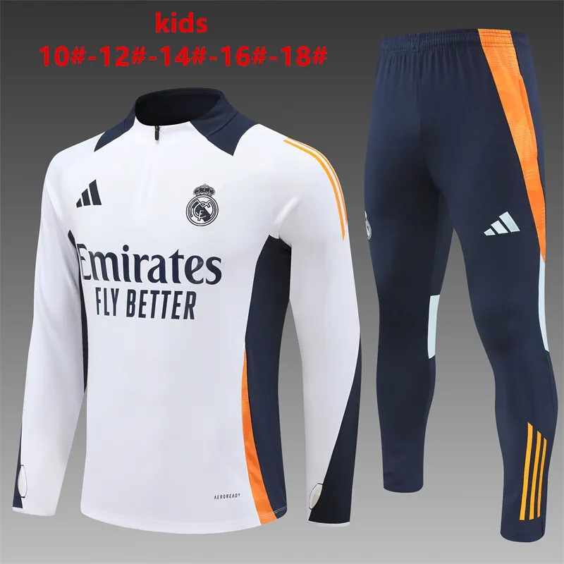 24-25 Real Madrid Kids Long Sleeve Training Suit Football Shirts 1