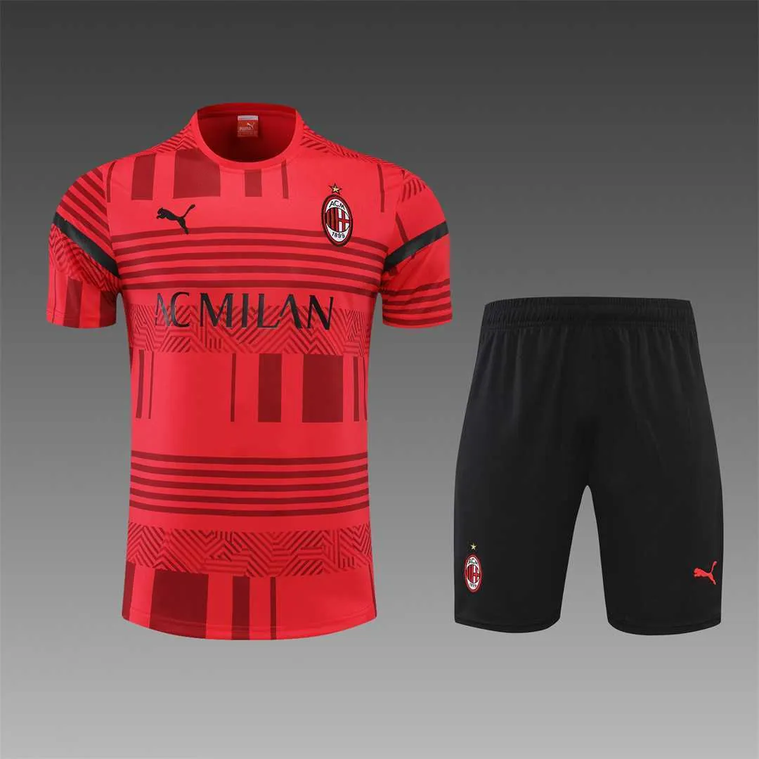 22-23 AC Milan Training Suit Short Sleeve Kit Red 6