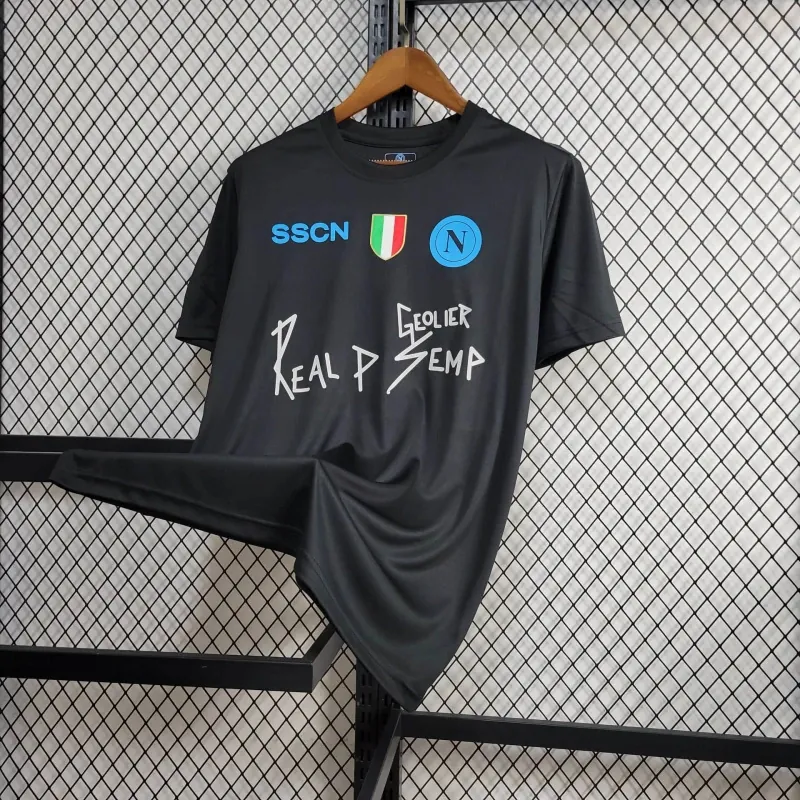 23-24 Napoli × Geolier Special Edition Black Kit Jersey Supplier Yupoo 1