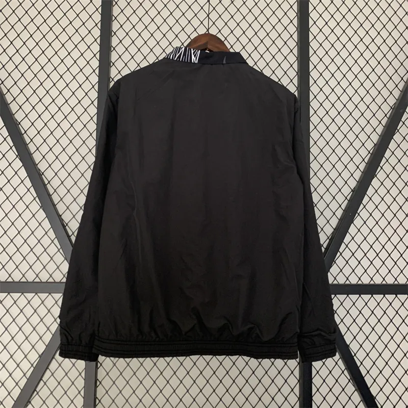 23-24 Real Madrid Trench Coat Reversible Dragon Windbreaker Black 3