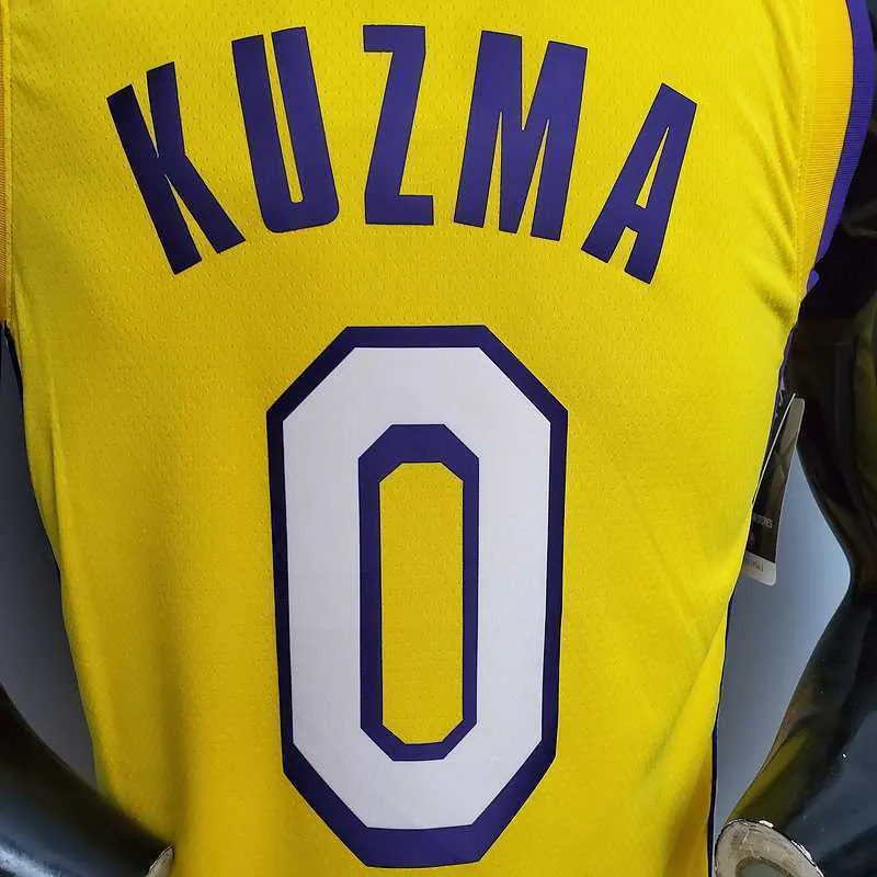 KUZMA #0 Lakers V-neck City Edition yellow 3