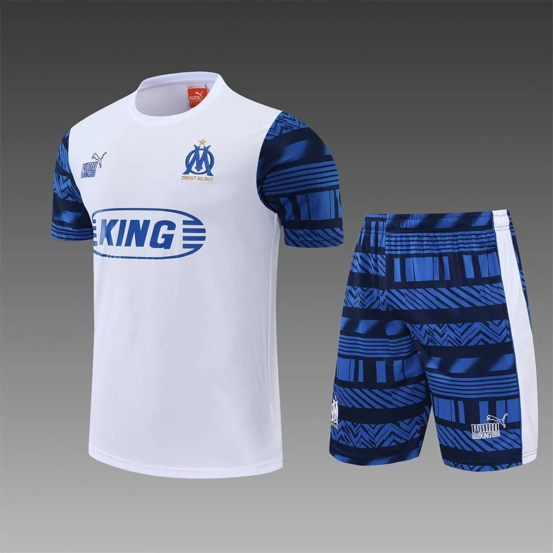 22-23 Marseille training suit short sleeve kit white blue 20