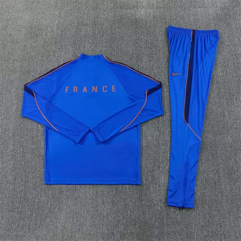 2026 France Mens Kit Colorful Blue Half Pull Training Suit Yupoo 7 3