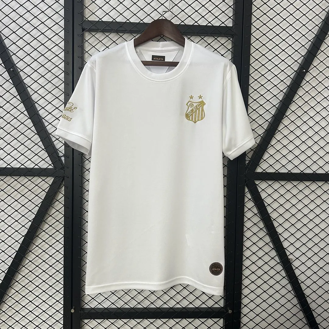 25-26 Santos Pelé White Kit Soccer T-Shirt AAAAJersey Dropship Yupoo 7