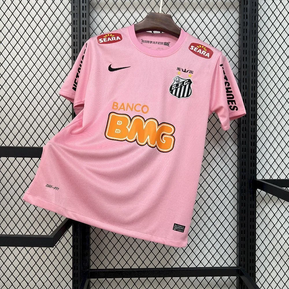 11-12 Santos Pink Retro Kit Vintage Football T-Shirt AAAAJersey Dropship Yupoo 8