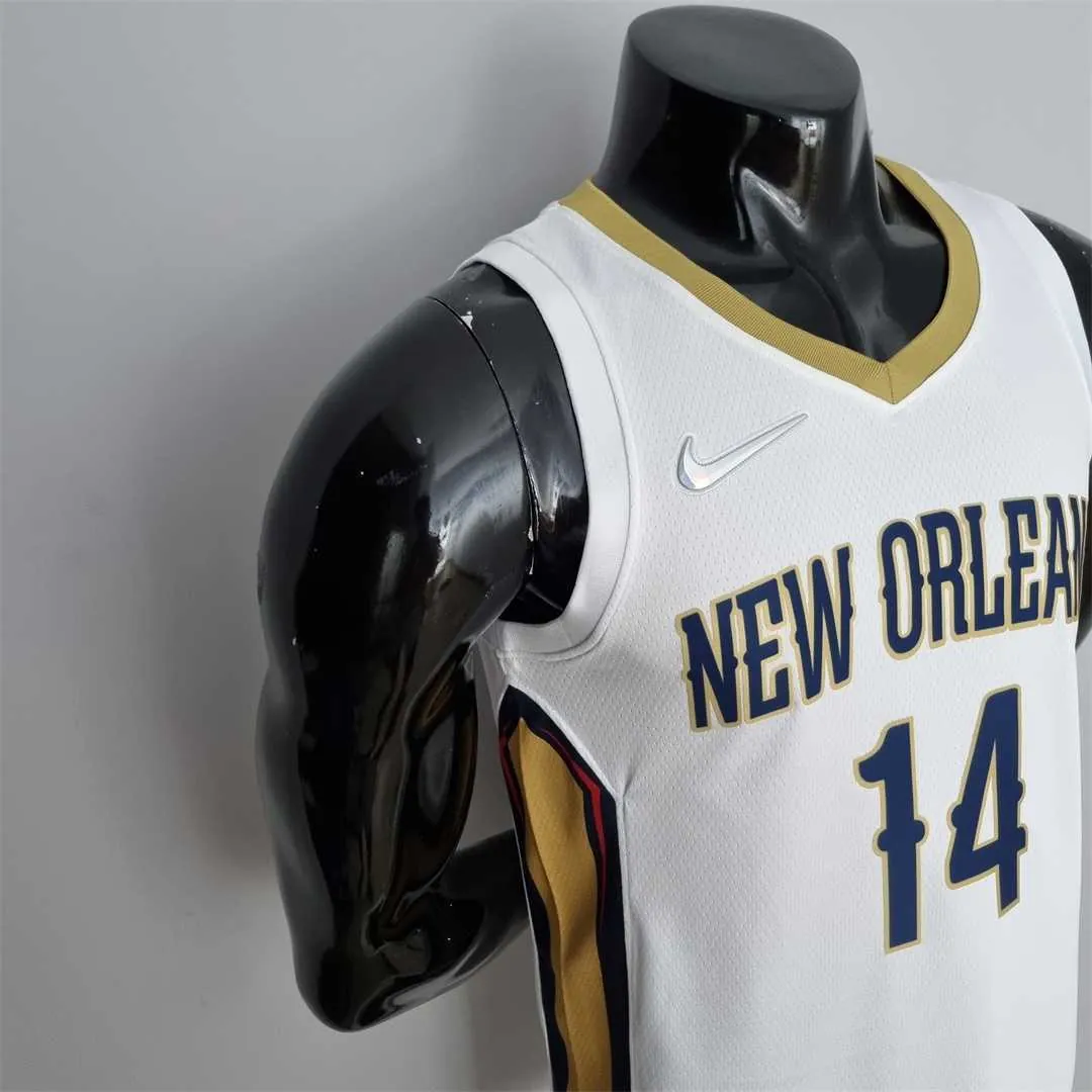 75th Anniversary New Orleans Pelicans Ingram #14 White NBA Jersey 6