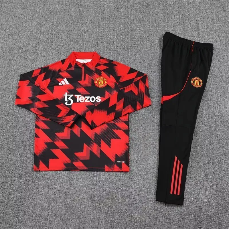 25-26 Manchester United Pre-Match Training Kits Long Football Tracksuits 2
