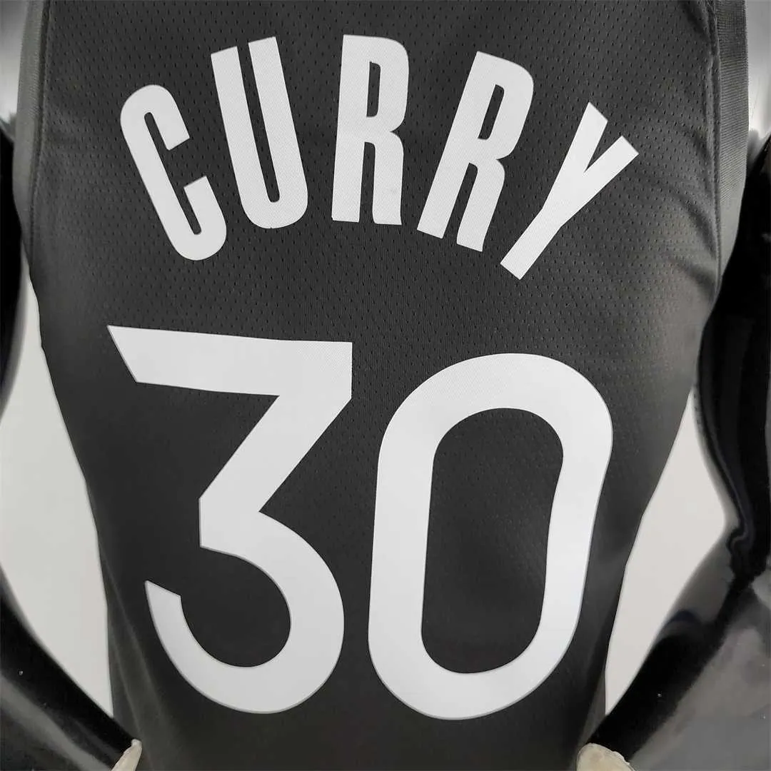 2020 Curry#30 Warriors City Edition Black and Grey NBA Jersey 7