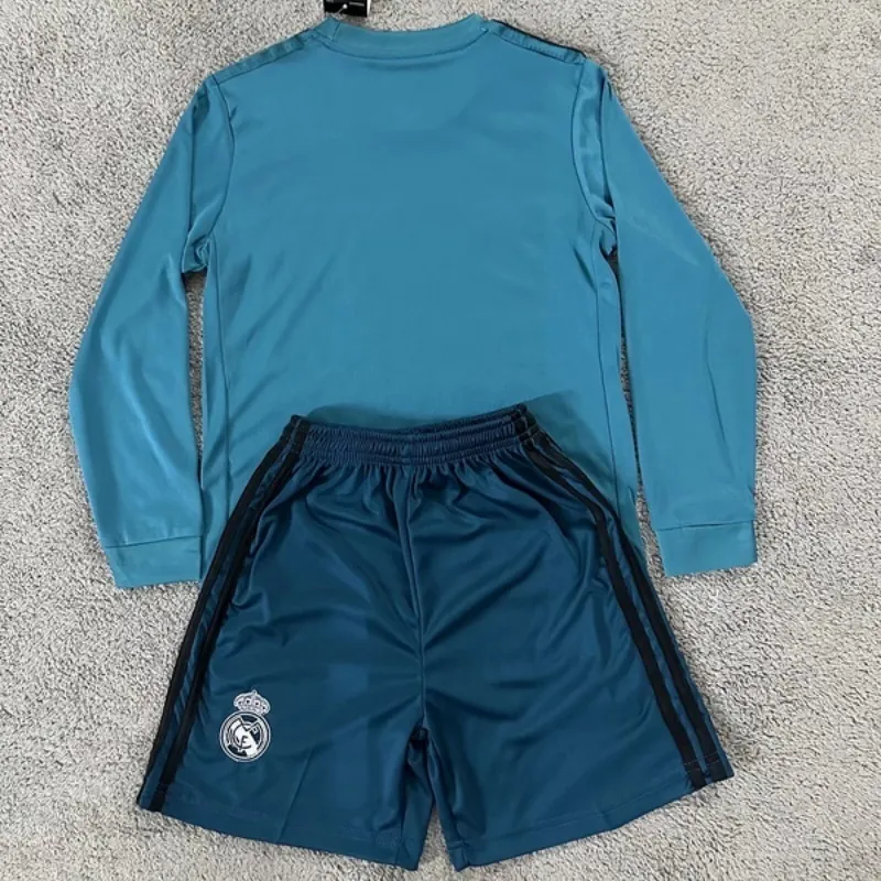 17-18 Real Madrid Third Retro Long Sleeve Kid Kits Youth Apparels Soccer AAAAJersey Yupoo 1