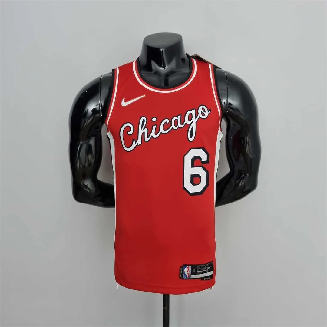 75th Anniversary 2022 Season Chicago Bulls CARUSO #6 City Edition Red NBA Jersey 10