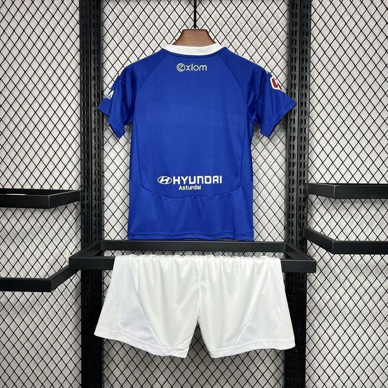 24-25 Real Oviedo Home Kid Kits Youth Apparels Football AAAAJersey Yupoo 3
