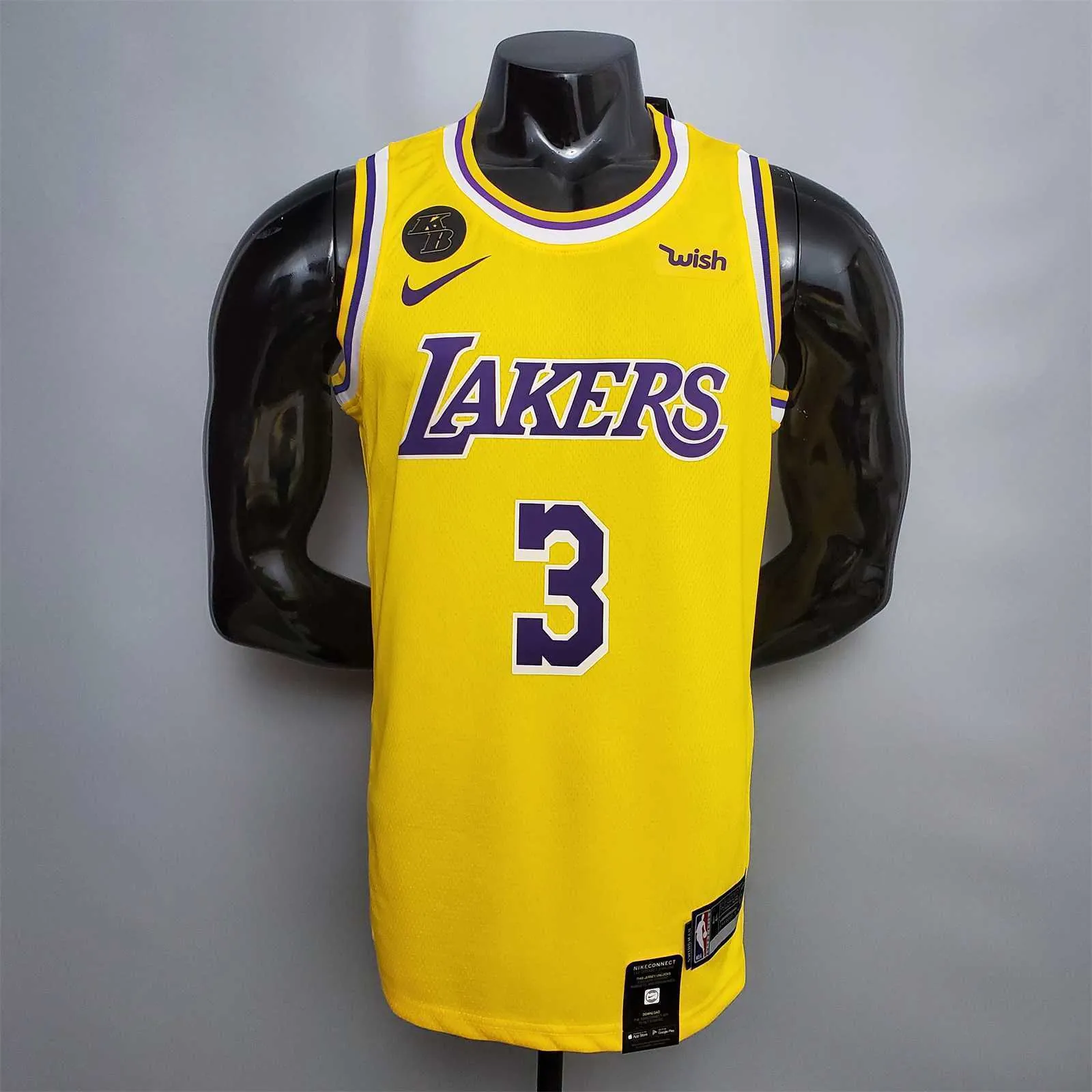 DAVIS #3 Lakers Commemorative Edition Round neck yellow 7