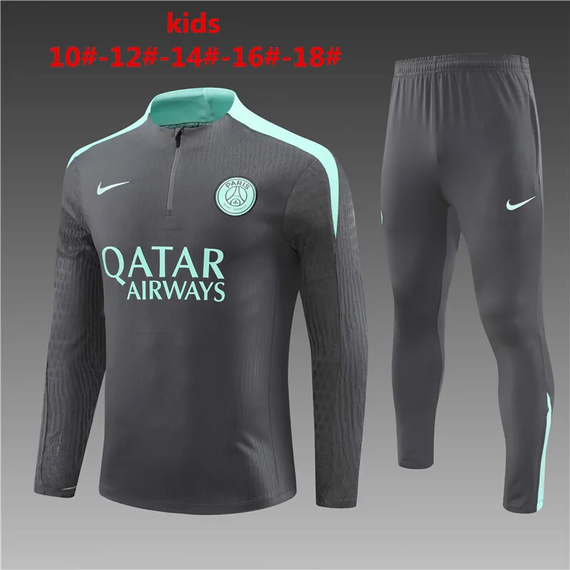 24-25 PSG Kids Player Version Long Sleeve Training Suit Football Shirts 1