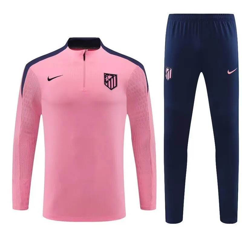 24-25 Atletico Madrid Long Sleeve Tracksuit Pink Training Suits Soccer Jerseys Yupoo 3