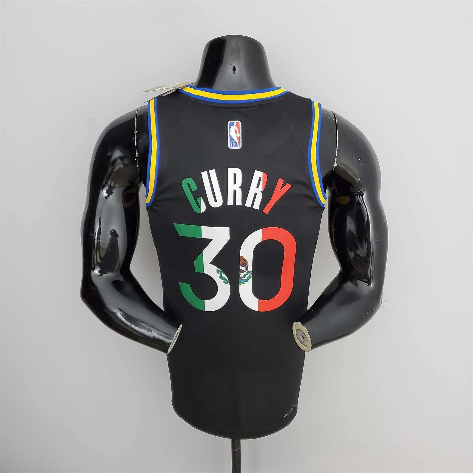 2022 75th Anniversary Golden State Warriors Curry #30 Mexico Edition Black NBA Jersey 2