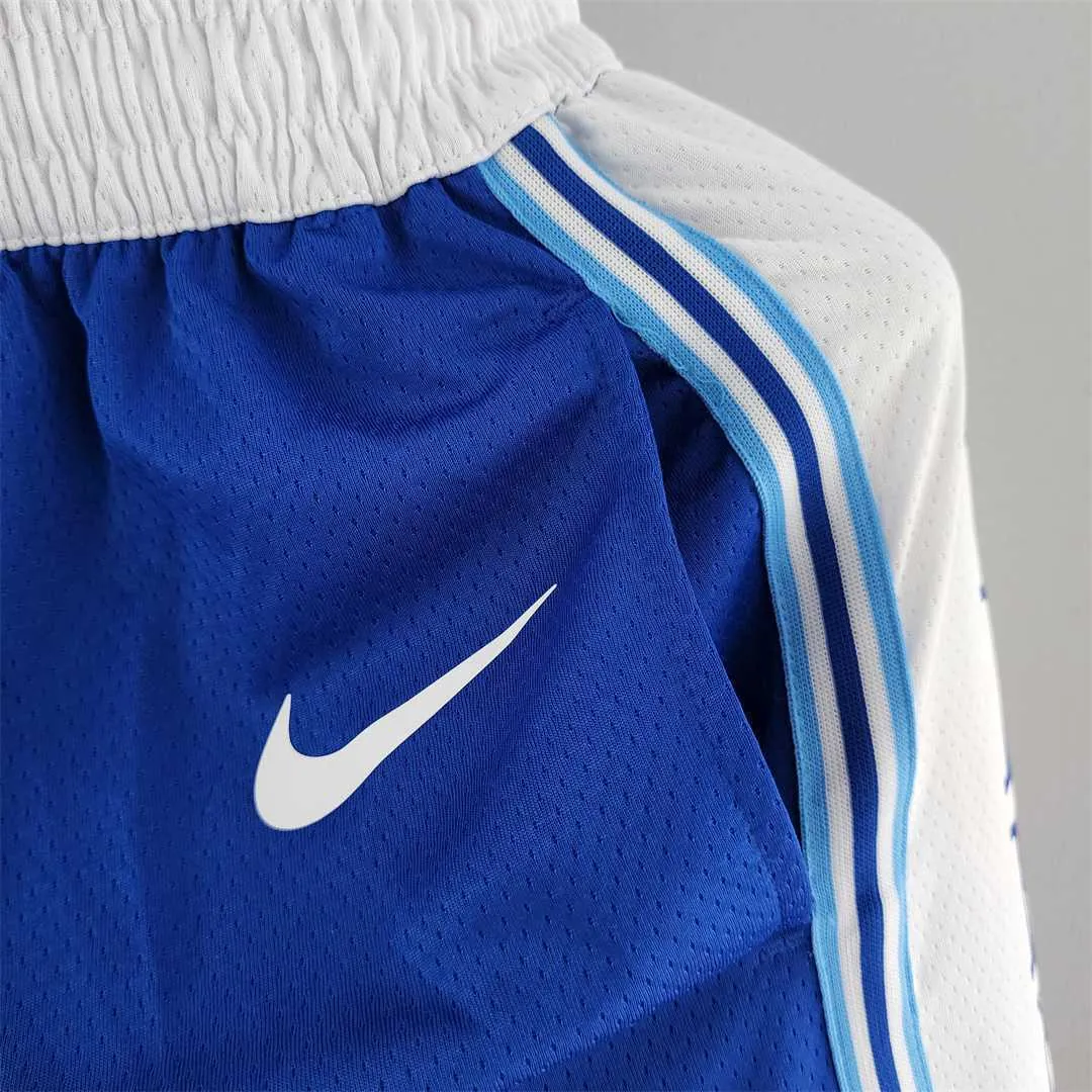 Los Angeles Lakers retro NBA Shorts Blue White Trim 4