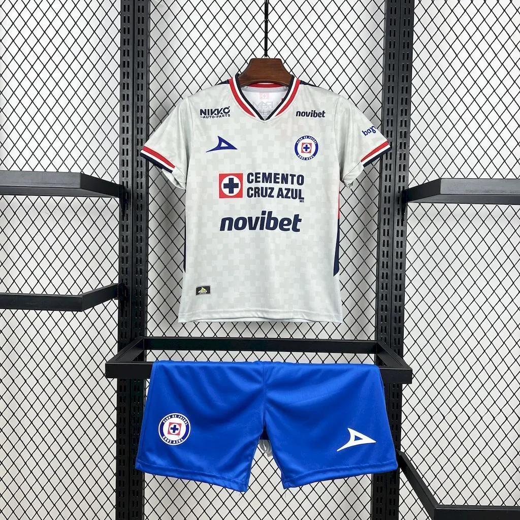 25-26 Cruz Azul Away Kid Kits Youth Apparels Soccer AAAAJersey Yupoo 7